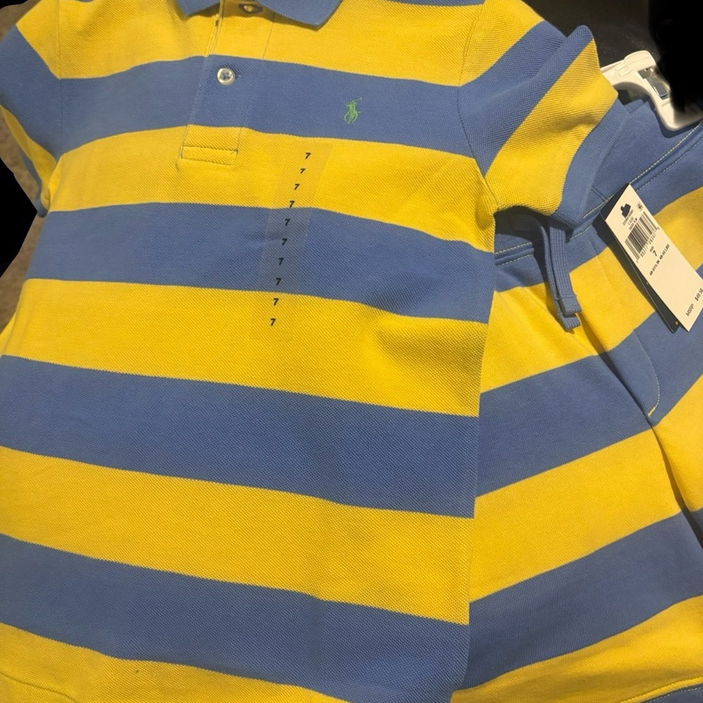 Polo by Ralph Lauren Kids Blue & Yellow Rugby Stripe Polo